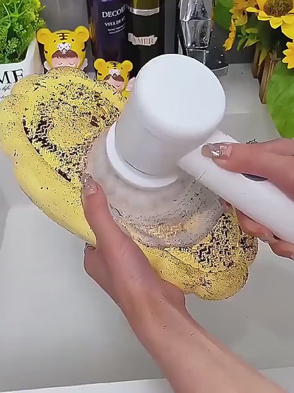 Electric Cleaning Brush With Multiple Attachments For Efficient Home Cleaning – 360° Rotating Scrubber With Sponge, Brush, And Steel Wool Heads
